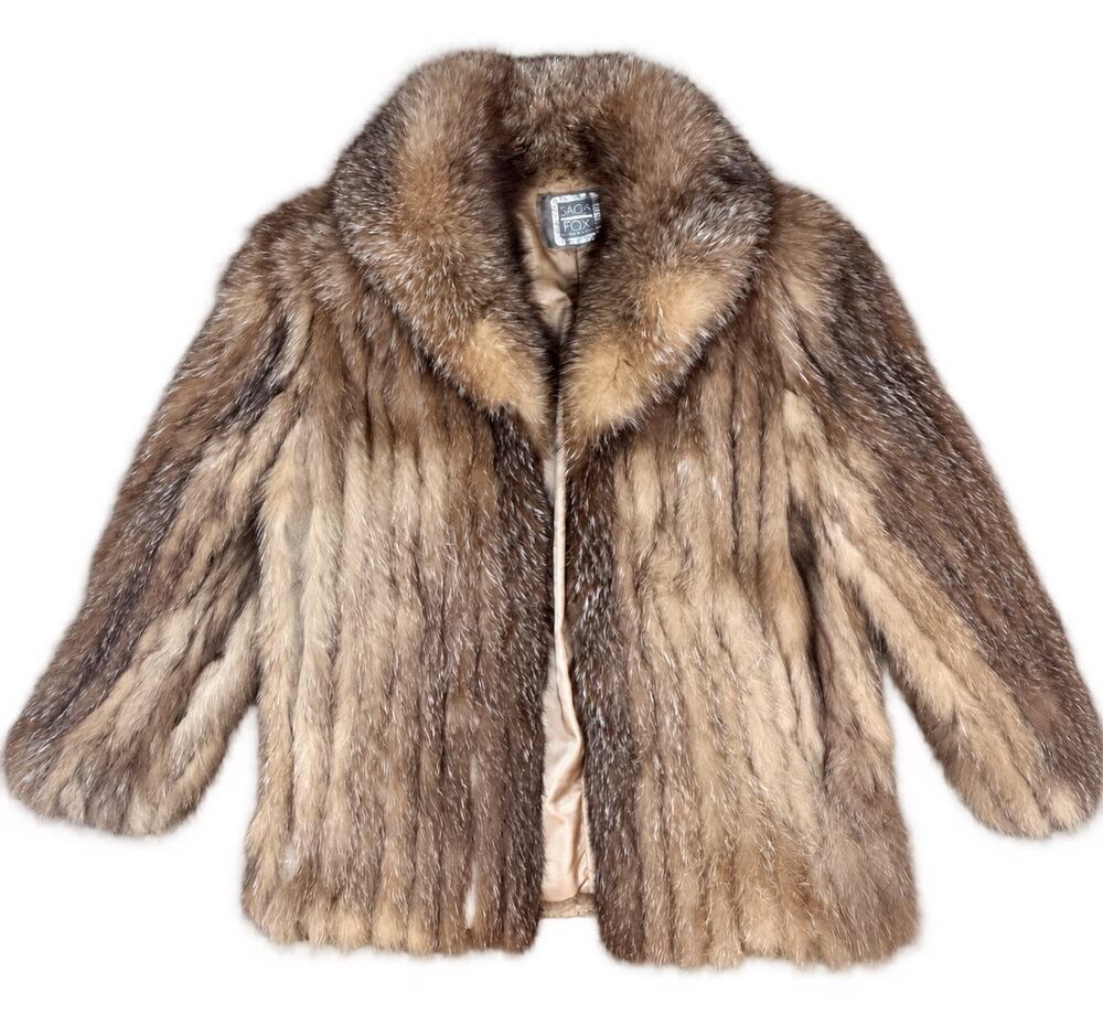 Vintage Saga Fox Blue Silver Fox Fur Coat Jacques Alan Finland Womens Jacket